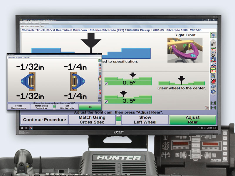 adjusting camm on Hunter winalign software 