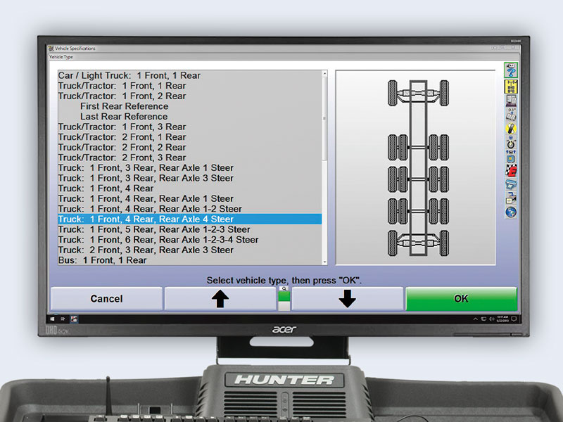 monitor showing winalign hd axle configurations